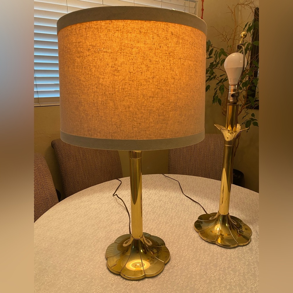 Mid-Century Brass Stiffel “Tulip” Lamps